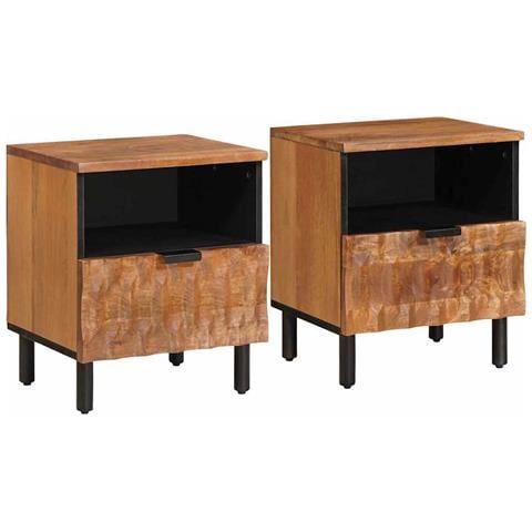 Armadio da Notte con cassetto 2 pcs Marrone 40 x 33 x 46 cm - Foto 1