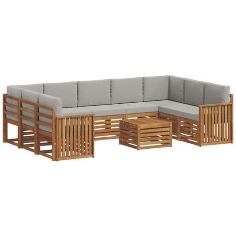 Set divani con cuscino 10 pcs Grigio Naturale e Chiaro - Foto 1