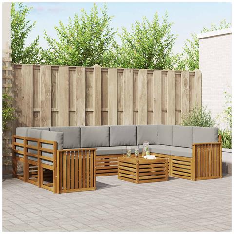 Set divani con cuscino 10 pcs Grigio Naturale e Chiaro - Foto 2