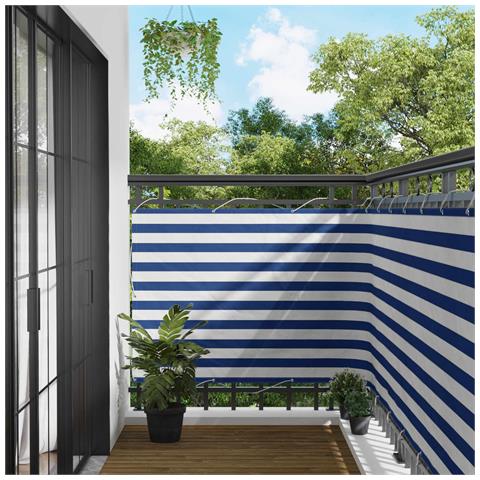 Schermo da balcone Blu e Bianco 110 x 600 cm Tessuto Oxford - Foto 2