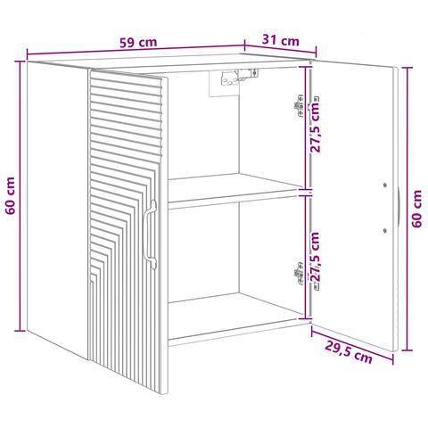 Mobiletto a muro Bianco Lucido 59 x 31 x 60 cm - Foto 7