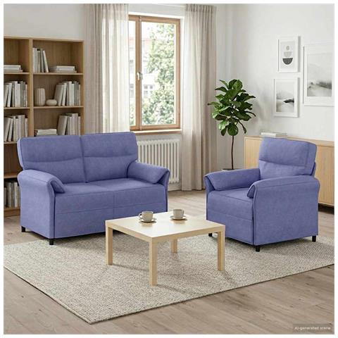 Set di divani 2 pz Blu jeans Tessuto - Foto 2
