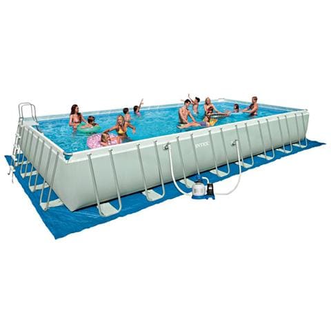 Piscina Ultra Frame Rettangolare con Pompa a Sabbia Telo Base Telo di Copertura e Scala  - Foto 1
