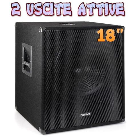 Cassa attiva / Subwoofer amplificato 1000 Watt Woofer 46 cm con 2 uscite attive (colleghi 2 casse passive)  - Foto 7