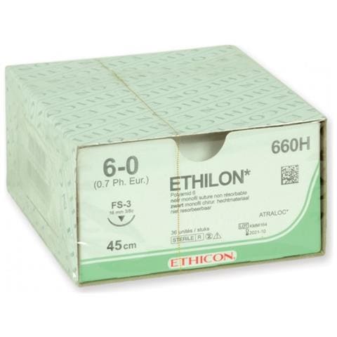 SUTURA MONOFILAMENTO ETHICON ETHILON - GAUGE 6/0 - ago 16 mm - Foto 1