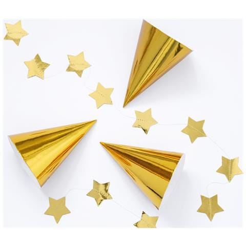 Partydeco - 6 Cappelli Da Festa In Cartone Dorati 16cm - Foto 2