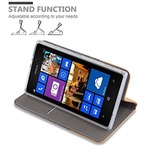 Custodia Compatibile Con Nokia Lumia 925 In Grigio Chiaro Marrone - Coperchio Protettiva Con Chiusura Magnetica, Funzione Stand E Tasca Per Le Carte - Foto 2