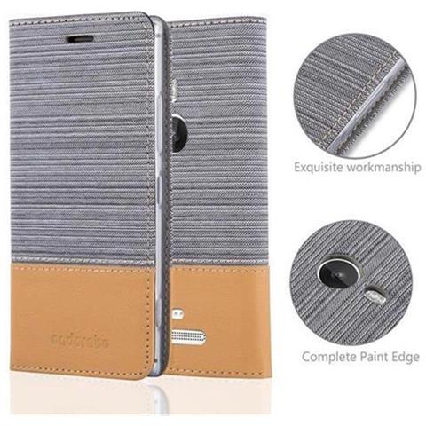 Custodia Compatibile Con Nokia Lumia 925 In Grigio Chiaro Marrone - Coperchio Protettiva Con Chiusura Magnetica, Funzione Stand E Tasca Per Le Carte - Foto 9