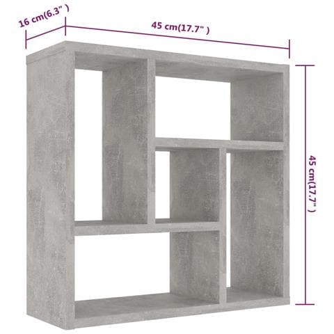 Scaffale a Parete Grigio Cemento 45,1x16x45,1 Legno Multistrato - Foto 5