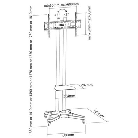 Porta Tv Mobile Per Monitor Tv 37-70"", Topline-02s - Foto 3