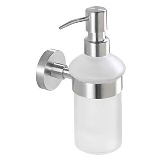 WENKO Erogatore Sapone Liquido 0,4 L – In Acciaio Inossidabile, Argento Opaco, Dimensioni 5,8x31x5,8 Cm