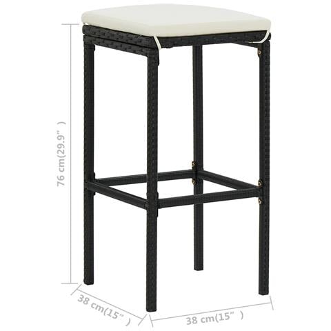 Sgabelli Da Bar Con Cuscini 3 Pz Neri In Polyrattan - Foto 8