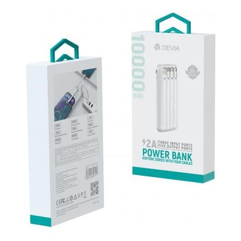 Powerbank Kintone V2 10.000 Mah Con 4 Cavi M-l-c Bianco - Foto 3