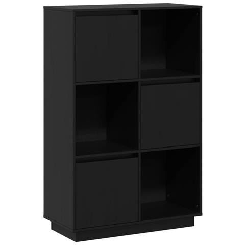 Credenza Nera 74x35x117 Cm In Legno Massello Di Pino - Foto 1