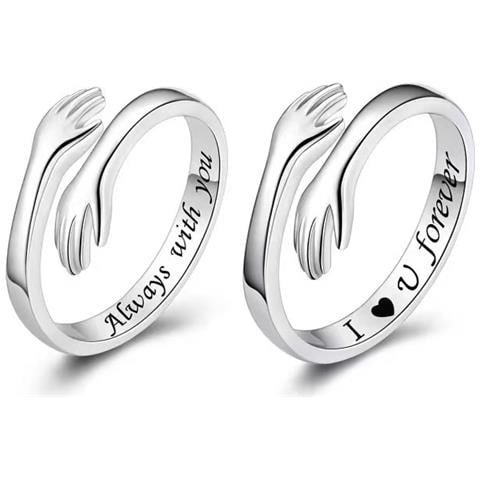 Anelli Hug Con Messaggi D'amore, Confezione Da 2 Silver - Foto 1