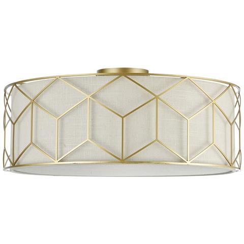 Plafoniera Contemporanea Messina Metallo Oro 5 Luci Diffusore Lino Su Pvc - Foto 1