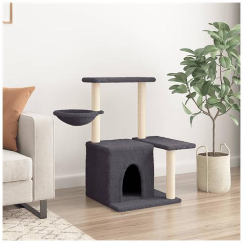 Albero Per Gatti Con Tiragraffi In Sisal Grigio Scuro 83 Cm - Foto 2