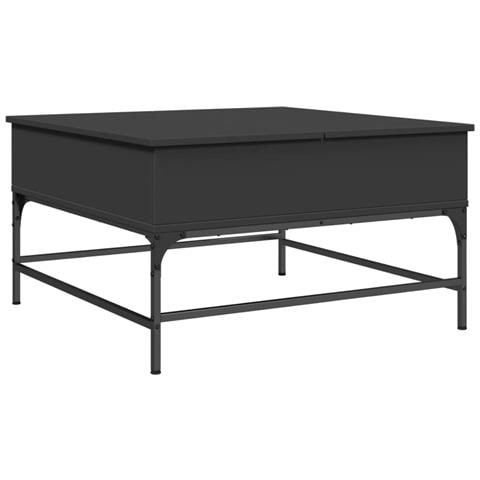 Tavolino Da Salotto Nero 80x80x45cm Legno Multistrato E Metallo - Foto 2