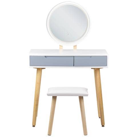 Toeletta Con Specchio E Sgabello Josselin Led Bianco - Foto 2