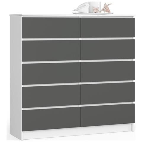 Cassettiera K120, 10 cassetti, 120x40x121 cm, Colore Bianco e Grigio Grafite - Foto 1