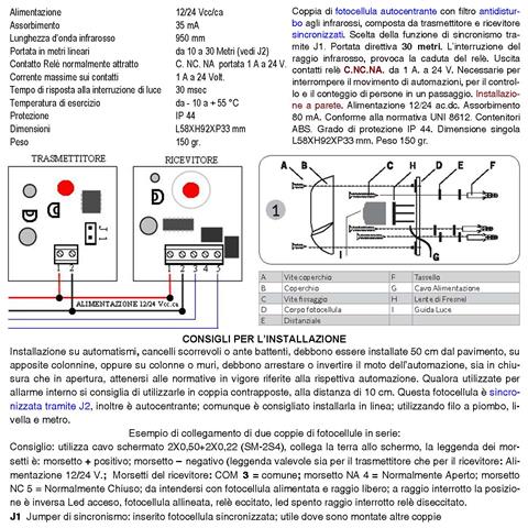 Fotocellule Portata 30 Metri Lineari Una Coppia Sicurezza Passaggio Automazione Cancello Elettrico Allmatic Montaggio - Foto 2