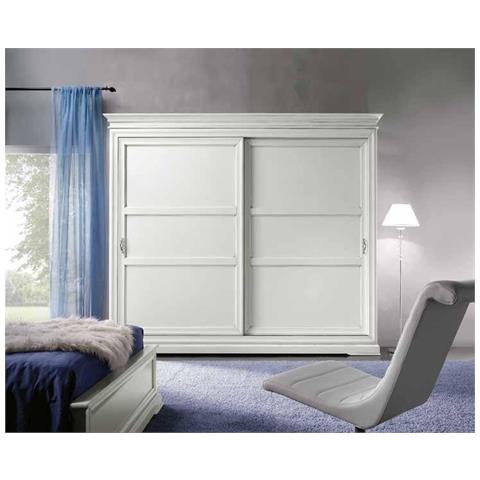 Armadio In Legno Classico 2 Ante Scorrevoli Legno Bianco 300x68x255 - Foto 1