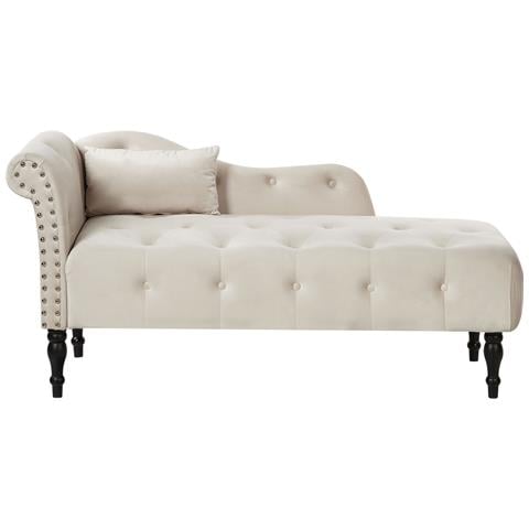 Chaise Longue Versione Sinistra Ivry Velluto Beige Chiaro - Foto 2