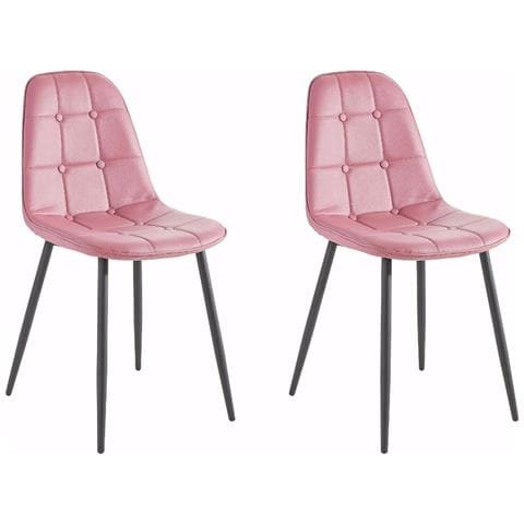 Luna Set Di 4 Sedie Da Pranzo Imbottite In Pu Rosa - Foto 1