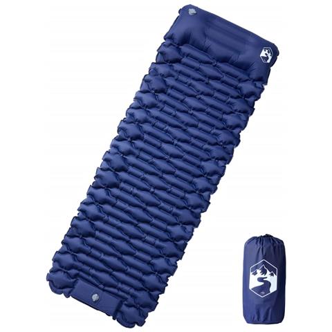 Materasso Campeggio Autogonfiabile Cuscini 1 Persona Blu Marino - Foto 1