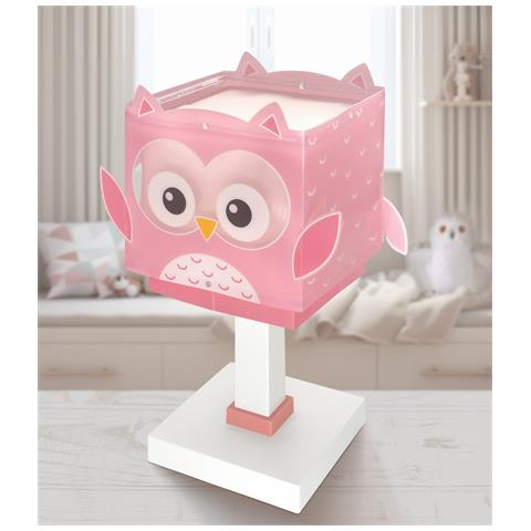 Lampada Comodino Per Bambini Little Pink Owl Piccola Civetta Rosa - Foto 1