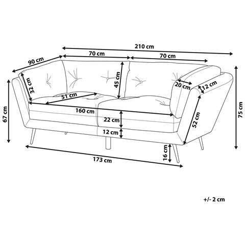 Divano 3 Posti Lenvik Velluto Beige - Foto 8