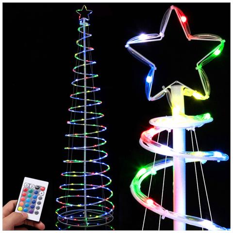Albero Di Natale Luminoso 200 Luci A Led Spirale Per Interno Ed Esterno 210 Cm - Foto 1