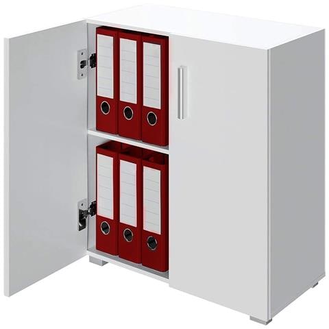 Mobile Madia Con Doppia Anta 2 Ripiani Mobiletto Credenza Cucina Bagno Bianco - Foto 1