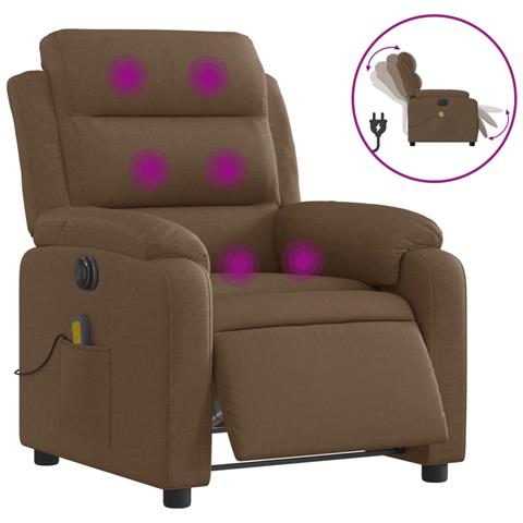 Poltrona Massaggiante Reclinabile Elettrica Marrone In Tessuto - Foto 2