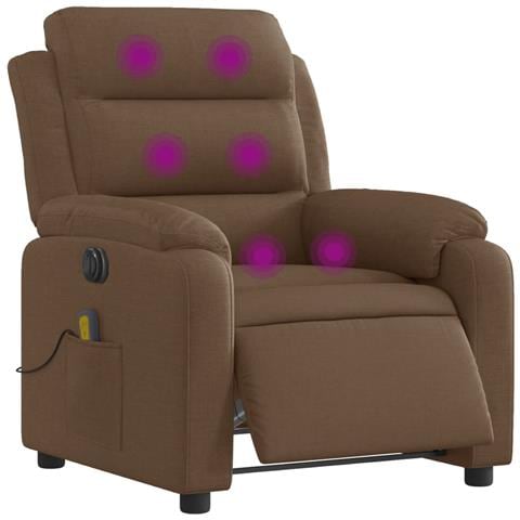 Poltrona Massaggiante Reclinabile Elettrica Marrone In Tessuto - Foto 3