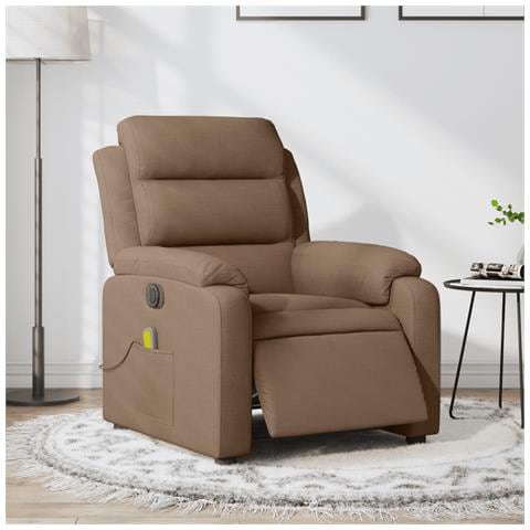 Poltrona Massaggiante Reclinabile Elettrica Marrone In Tessuto - Foto 1