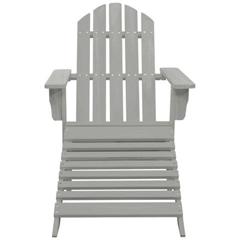 Sedia Da Giardino Con Poggiapiedi In Legno Grigio - Foto 1