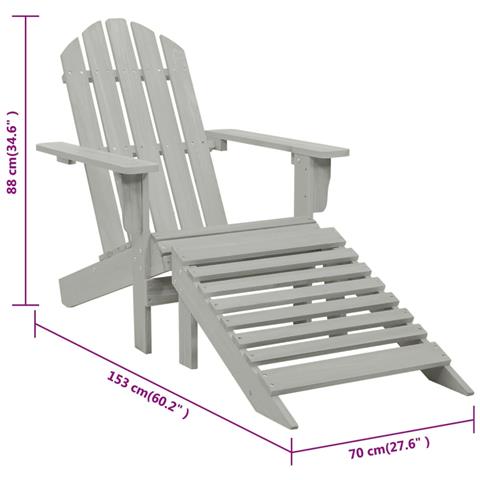 Sedia Da Giardino Con Poggiapiedi In Legno Grigio - Foto 8