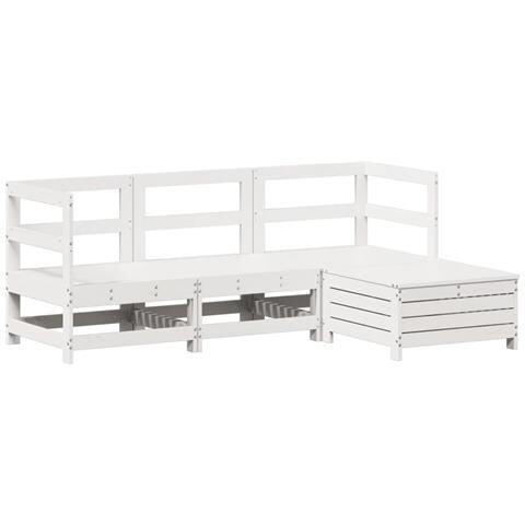 Lusso Casadino - Set Salotto Da Giardino 4 Pz Bianco In Legno Massello Di Pino - Foto 1