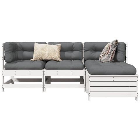 Lusso Casadino - Set Salotto Da Giardino 4 Pz Bianco In Legno Massello Di Pino - Foto 8