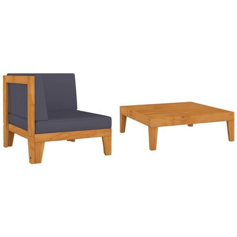 Set Divani Da Giardino 2 Pz Con Cuscini In Massello Di Acacia - Foto 2