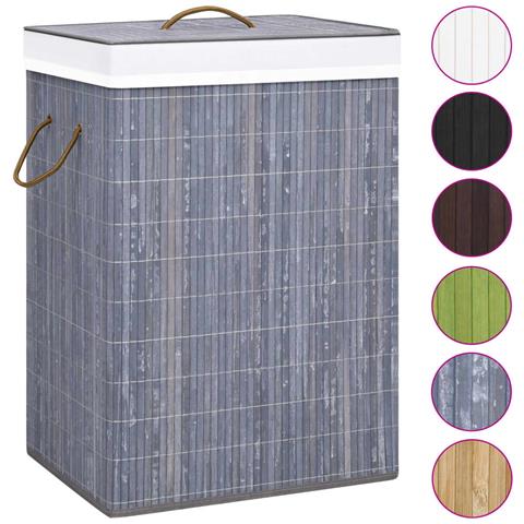 Cesto Portabiancheria In Bambù A 2 Sezioni Grigio 72 L - Foto 1