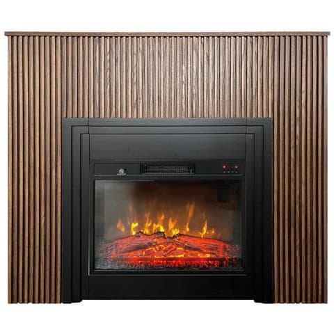 Camini Elettrici Con Listelli Lamelia Rovere Scuro, Con Effetto Sonoro, 3 Colori, Con L'app, L120xh102cm - Foto 1