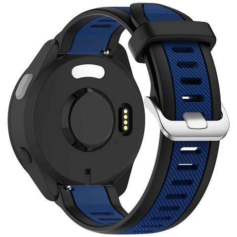 Cinturino In Silicone Blu Notte Da 22 Mm Compatibile Con Garmin 165: Comfort E Stile Blue+black 22 Mm - Foto 1