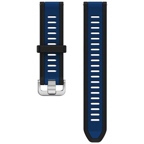 Cinturino In Silicone Blu Notte Da 22 Mm Compatibile Con Garmin 165: Comfort E Stile Blue+black 22 Mm - Foto 3