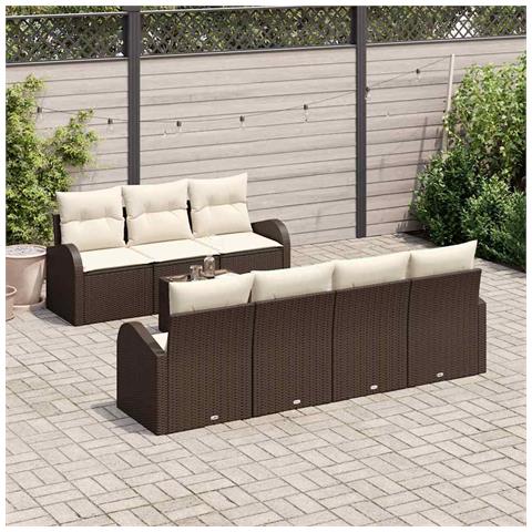 Set di Divani da Giardino  8 Pezzi con Cuscini Marrone Polyrattan, Divano da Giardino  2-Persone con Stoccaggio e Cuscini Marrone Polyrattan - Foto 2
