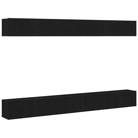 Set di Mobile TV in 6 Pezzi in Legno Ingegnerizzato Nero - Foto 1