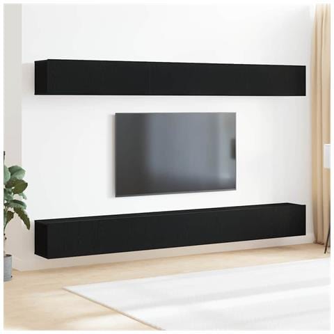 Set di Mobile TV in 6 Pezzi in Legno Ingegnerizzato Nero - Foto 2