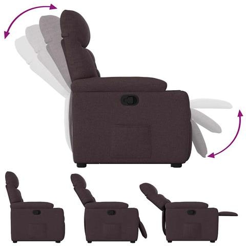 Poltrona Alzapersona Reclinabile Marrone Scuro in Tessuto - Foto 9