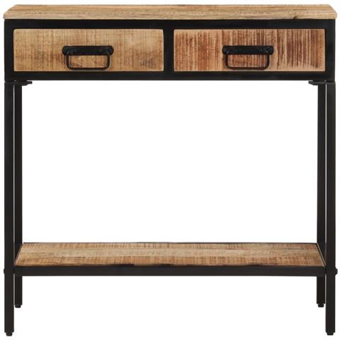 Tavolo Consolle 70x35x70 Cm In Legno Massello Di Mango Grezzo - Foto 1